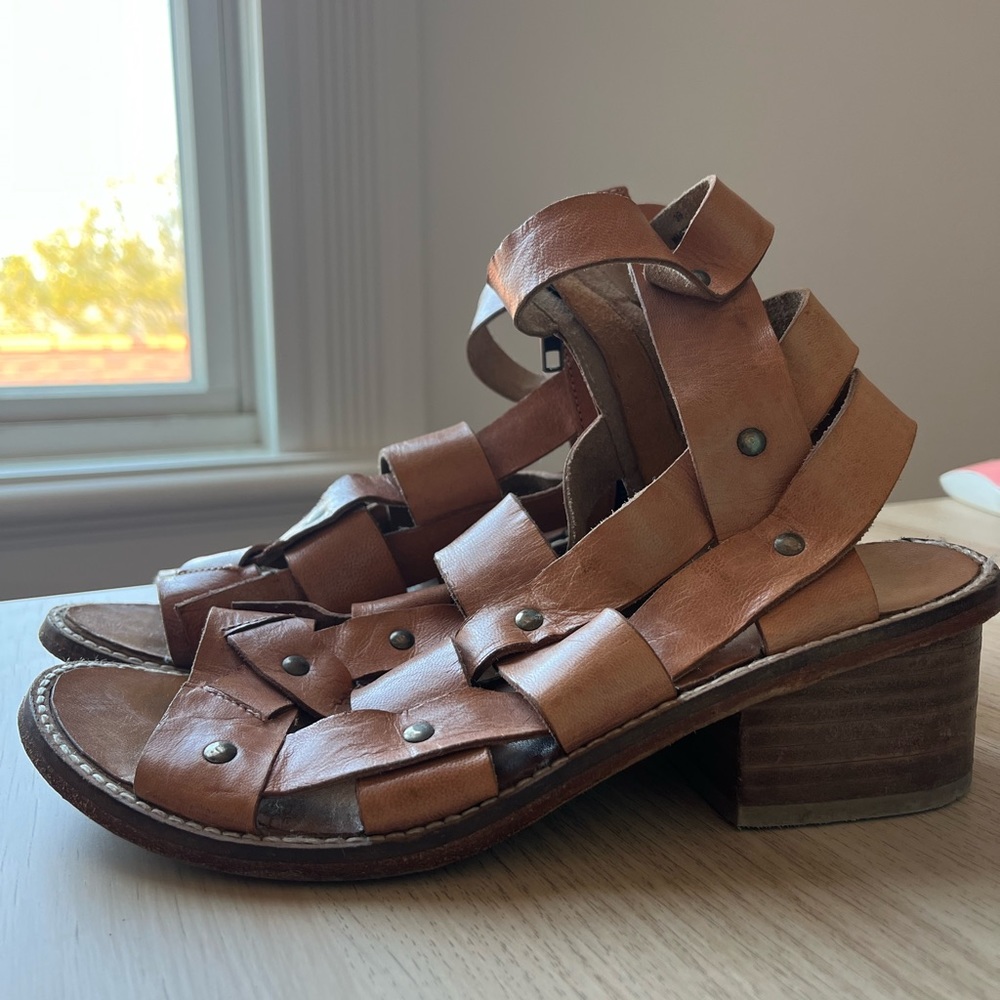 Free people brown leather gladiator sandals size 38